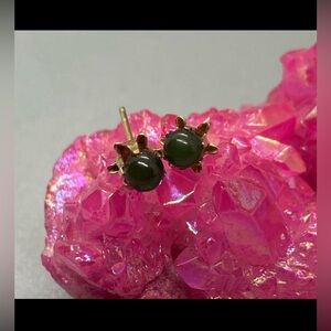14K Solid GOLD Jade Stud Earrings Edward Arthur Jewelers #6116